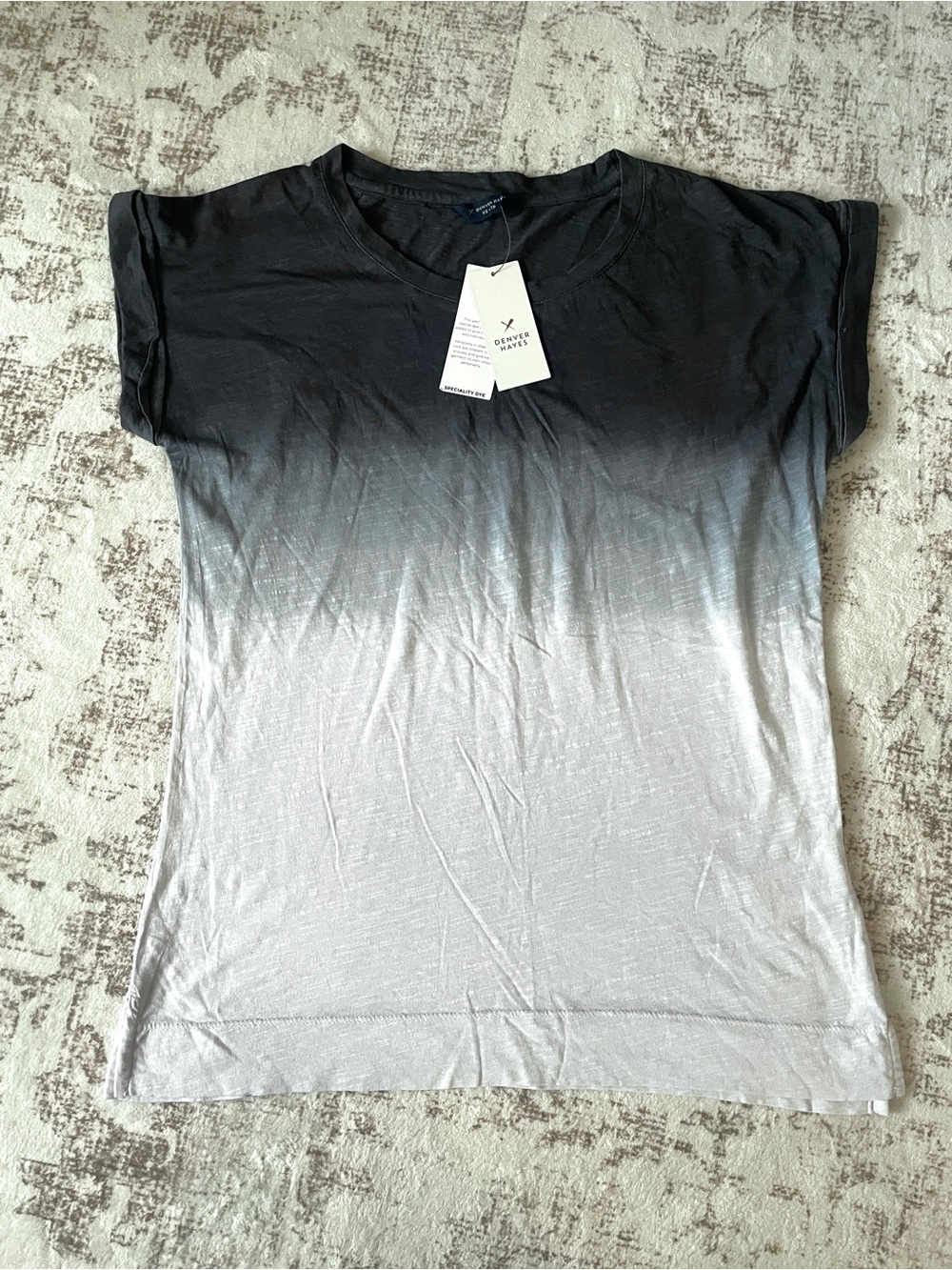 NWT Denver Hayes Charcoal to Silver Ombre Short Sleeve Top - size XS